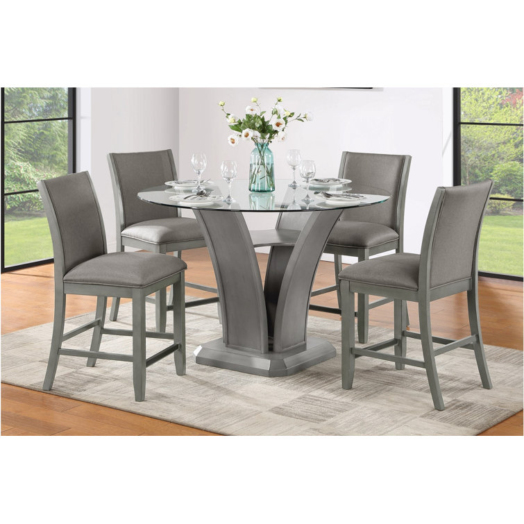 Counter height round discount glass dining table set